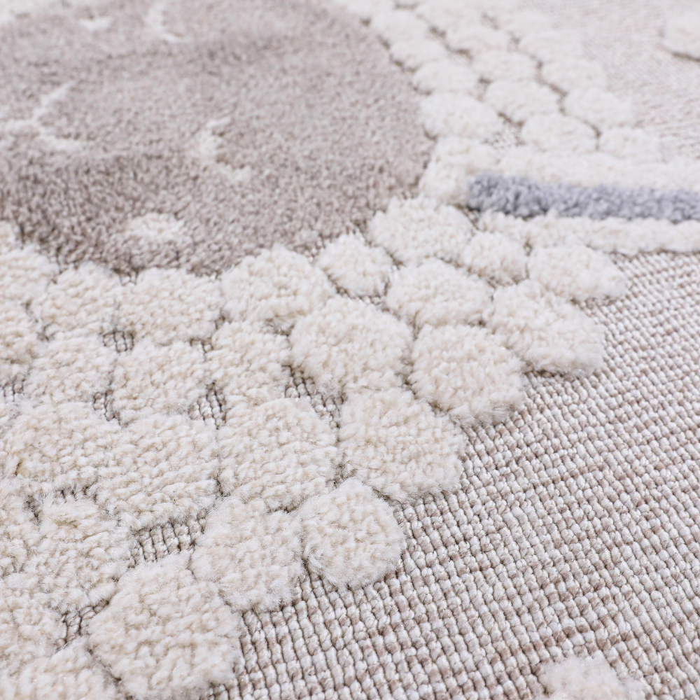 Quiet Reverie Sheep Woven Rug featuring fluffy sheep and heart shapes for kids' rooms